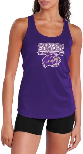 Miniatura 63 de Camiseta deportiva sin mangas oficial de NCAA Collegiate para mujer, con espalda cruzada, colección con logotipo primario