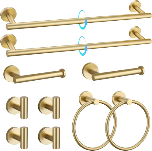 Miniatura 18 de TQKAG Juego de accesorios de baño de 5 piezas, juego de accesorios de baño de oro cepillado de 23.6 pulgadas, juego de toallero de acero inoxidable