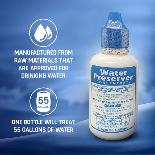 Miniatura 2 de Concentrado preservador de agua de 55 galones (5 años) Gotas de tratamiento de agua - Tratamiento de agua para agua potable - Mayday Emergencia Agua