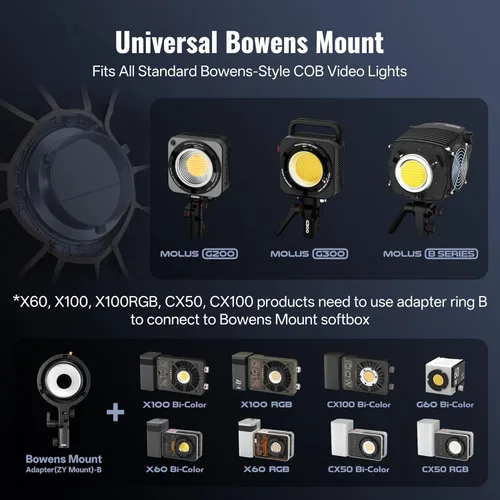 Miniatura 5 de ZHIYUN Caja de luz para farol de 65 cm/25.5 pulgadas/2.1 pies con montaje Bowens, caja de luz de video profesional para estudio fotográfico