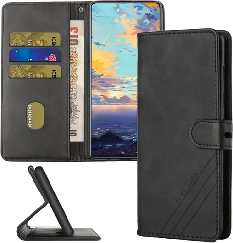 GYHOYA Funda para Xiaomi Poco X5 Pro 5G Wallet Case, Xiaomi Poco X5 Pro 5G Funda de cuero Flip Folio con tarjeteros Kickstand Característica Negro