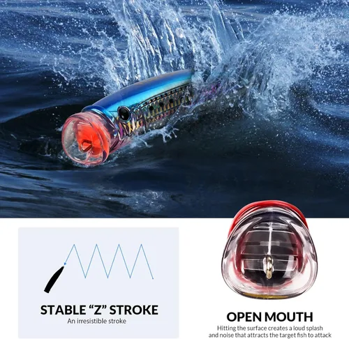Miniatura 2 de THKFISH Señuelos para pesca de agua salada de atún para pesca de surf, lubina con ojos 3D para atún GT peces grandes, 5.9 pulgadas, 1 unidad/3 1