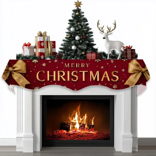 Miniatura 12 de BVBOX Bufanda Decorativa para Repisa de Chimenea Navideña, Cubierta Corredor para Repisa de Chimenea de Navidad e Invierno