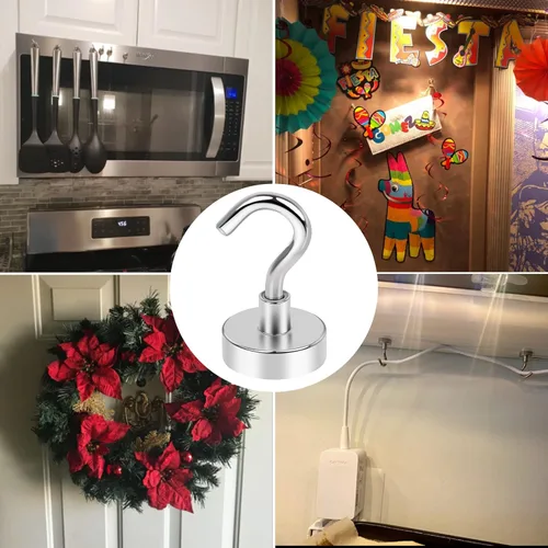 Miniatura 8 de MIKEDE N52 Ganchos magnéticos 6P 30Lbs Plata High Power Strong Magnetic Cruise Refrigerator Hooks for Hanging, Kitchen, Garage, Classroom, Beach
