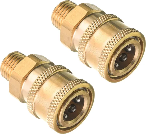 RIDGE WASHER Acopladores para lavadora a presión, conexión rápida de 1/4 pulgadas, paquete de 2 | Latón, rosca NPT macho, 5000 PSI