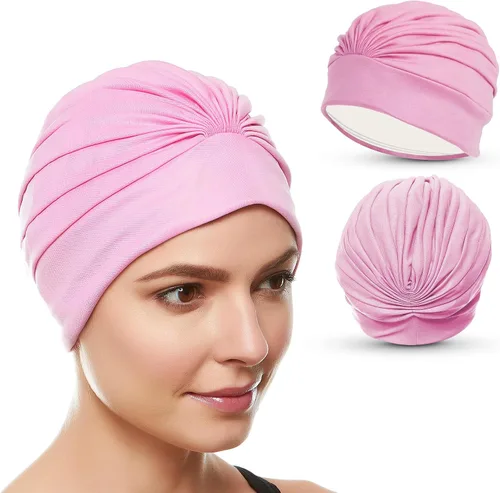 Miniatura 18 de BEEMO Gorros de natación para mujer, turbante de natación, de poliéster, con forro de látex, plisado para mujer Púrpura