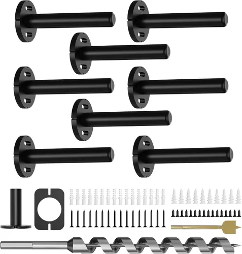Miniatura 9 de 4 soportes de pared para estantes flotantes de alta resistencia, soportes invisibles negros para estantería, accesorios decorativos flotantes