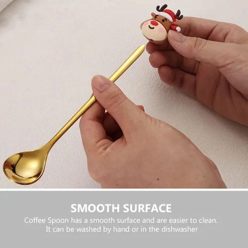 Miniatura 5 de Upkoch Juego de cucharas de Navidad, cucharas de café de Navidad, cucharadita de café de postre de acero inoxidable, vajilla de fiesta