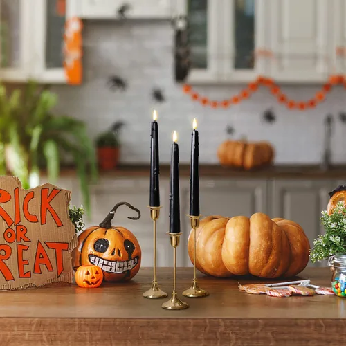 Miniatura 3 de Stmarry - Velas cónicas sin llama negras con control remoto y temporizador - Velas LED de cera real de 9.65 pulgadas - Velas cónicas de cera