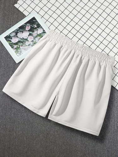 Miniatura 2 de Floerns Pantalones cortos de entrenamiento con estampado gráfico de letras y cintura con cordón para hombre