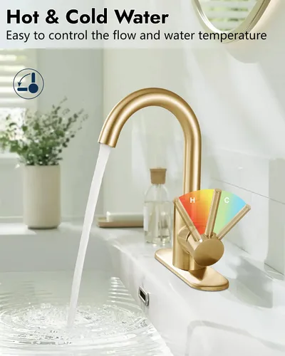 Miniatura 7 de Midanya Grifo de baño de un solo agujero, grifo de fregadero de barra de 1 agujero, adecuado para tocador de cocina, RV, boquilla giratoria de acero