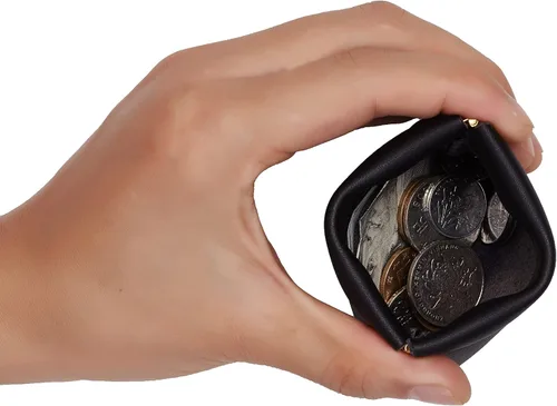 Miniatura 4 de Travelambo - Monedero de cuero con cierre de boquilla para hombre y mujer