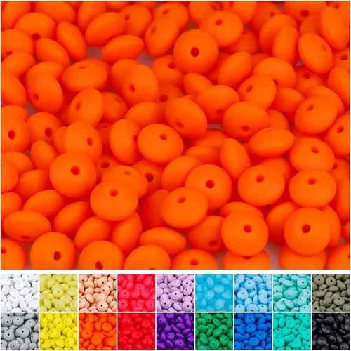 Miniatura 14 de 180 piezas FIVEIZERO cuentas de lenteja de silicona, cuentas focales de ábaco de silicona de 12 mm a granel cuentas sueltas de color para pulseras