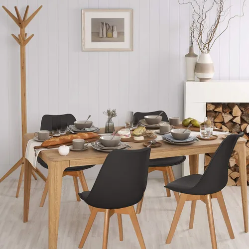 Miniatura 4 de Furniwell Sillas de comedor DSW modernas de mediados de siglo, sillas de cocina laterales tapizadas con patas de madera y cojín acolchado suave