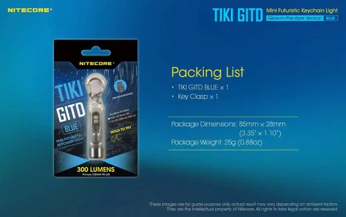 Miniatura 2 de Nitecore TIKI GITD BLUE - Keylight LED recargable - Alto CRI y LED UV - 300 lúmenes