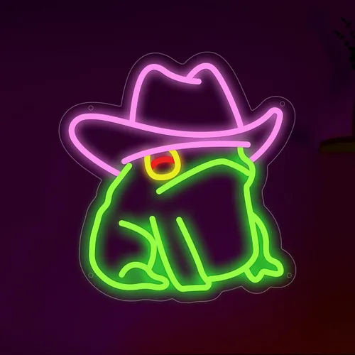 Miniatura 8 de Señal de neón de rana vaquera, señal de neón LED de sapo vaquero para decoración de pared, señal de luz de neón regulable para dormitorio, sala