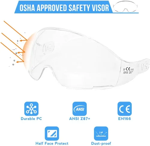 Miniatura 2 de AOLAMEGS Accesorios para casco duro, visera transparente, material de PC, casco de seguridad, reemplazo de gafas EN 166, aprobado lente Visera