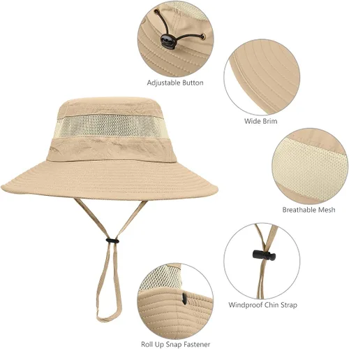 Miniatura 19 de Paquete de 2 sombreros Boonie para hombres y mujeres con protección UV UPF 50+ para pesca, senderismo y jardinería