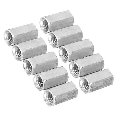 Miniatura 3 de Tuercas largas para montaje mecánico – 10 tuercas de acoplamiento hexagonales M8x20, tuercas de manga roscada, tuercas de varilla hexagonales
