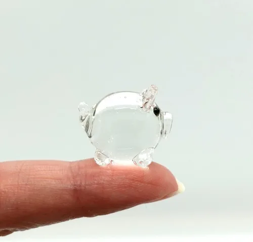 Miniatura 7 de Figurita de Cerdo en Miniatura de Cristal – Figura de Animal de Cristal Soplado Hecha a Mano – Linda Escultura de Cerdo Coleccionable – Decoración
