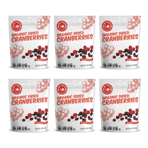 Hecho en la Naturaleza de frutas secas orgánicas, arándanos, bolsas de 5 oz (6 unidades) – vegano, sin OMG, sin sulfatado
