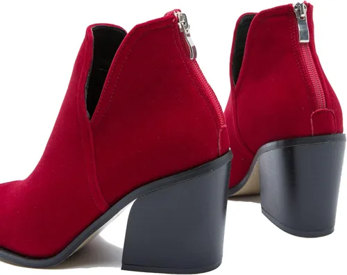 Miniatura 5 de DADAWEN - Botines de gamuza para mujer con cremallera lateral y tacón alto
