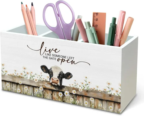 Miniatura 22 de DILSJ Organizador inspirador de 2 compartimentos para lápices, organizador para escritorio, amantes de los pollos regalos para mujeres, Live Like
