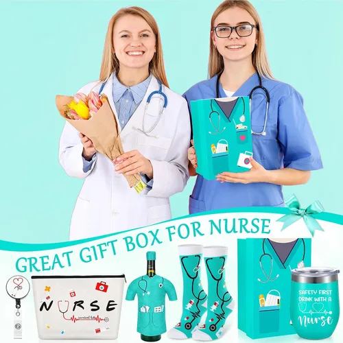 Miniatura 6 de Yinder Cna Week Regalos para mujeres 2026 Regalo de agradecimiento de enfermería certificado, caja de regalo de asistente de enfermería, calcetines