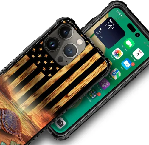 Miniatura 102 de DAIZAG Compatible con iPhone 13 Pro Max, Funda de TPU Protectora Anti-Arañazos Todo En Uno, Fundas para Hombre Mujer - Motivo de Madera Americana