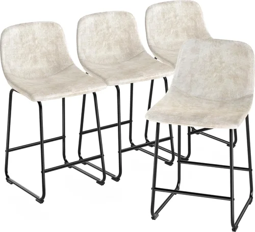 Miniatura 26 de TAVR Furniture Leathaire - Juego de 2 taburetes de tela con altura de mostrador, sillas de isla sin brazos, con capacidad para hasta 500 libras