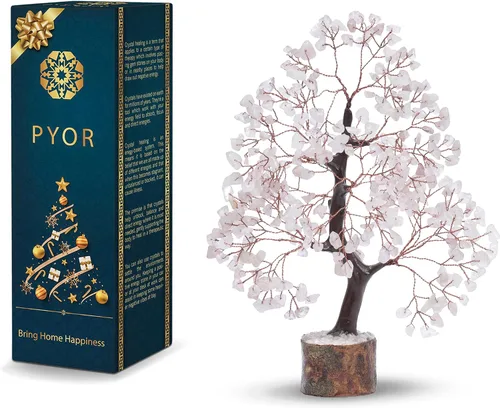 Miniatura 9 de PYOR Árbol de Gemas de Cuarzo Rosa, Árbol de Cristales, Decoración de Reiki, Regalos de Cristal para Mujeres, Cristales de Cuarzo Rosa, Feng Shui