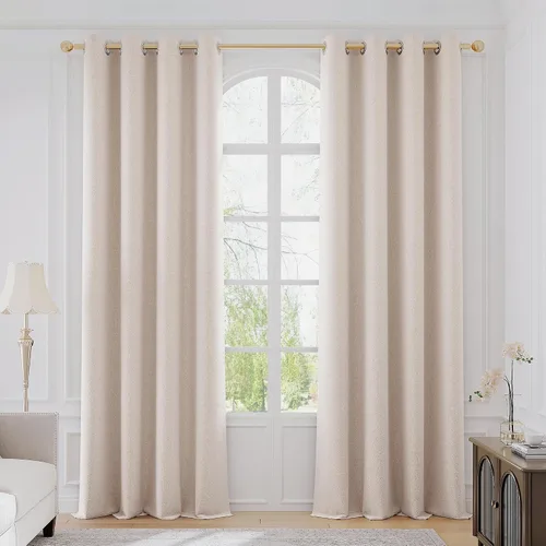 Miniatura 12 de FMFUNCTEX Cortinas florales 100% opacas para dormitorio, cortinas texturizadas en relieve azul de 63 pulgadas de largo para sala de estar, cortina
