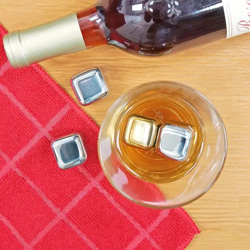 Miniatura 5 de Cubos de hielo refrigerantes reutilizables de acero inoxidable para whisky, vino y bebidas - Juego de 12