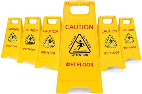 Miniatura 12 de MATTHEW CLEANING - Señales industriales de 19 pulgadas para suelo mojado, paquete de 3 letreros de advertencia multilingües de plástico corrugado