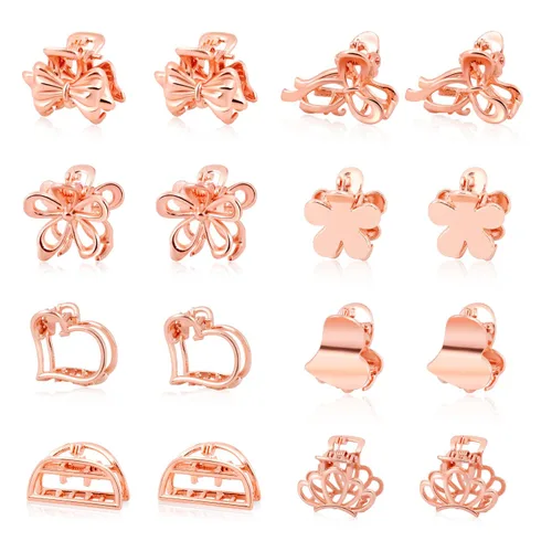 Miniatura 12 de CWJCYTNSN 16 unidades de pequeñas pinzas para el cabello para mujeres y niñas, mini pinzas de flores de cristal, pinzas de metal lindas de 0.8