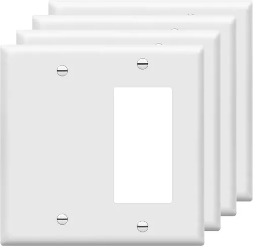 Miniatura 11 de ENERLITES - Placa de pared combinada para interruptor de vaivén decorativo/toma de corriente en blanco, tamaño estándar, cubierta de interruptor