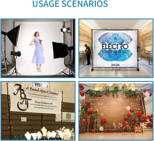 Miniatura 6 de ShowMaven Soporte para telón de fondo, soporte de pancartas resistente ajustable para ferias comerciales, soporte de exhibición de pasos