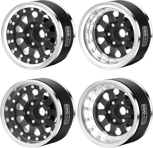 Piezas de actualización de ruedas RC, ruedas Beadlock de 1.9 pulgadas, compensación ajustable para camiones 1/10 TRX6 TRX4 o SCX10 RC, hechas de