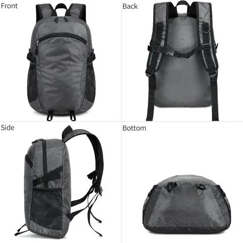 Miniatura 8 de Mochila pequeña de senderismo 15L, ligera, plegable, resistente al agua, mochila de viaje para camping, mochilas plegables para mujeres y hombres