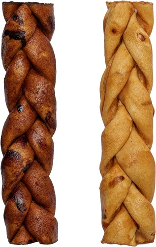 Miniatura 5 de Pet Factory 100% fabricado en Estados Unidos, palitos trenzados de 7 pulgadas para masticar, sabor a carne de res y pollo, 6 unidades/1 paquete