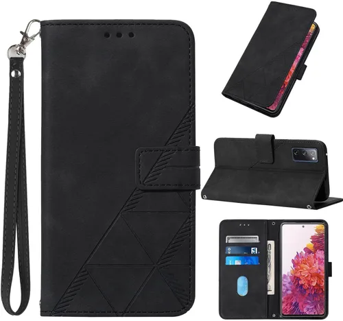 Funda tipo cartera para Galaxy S20 FE, ranuras para tarjetero, correa de muñeca, protección interior de TPU, funda de piel sintética para Samsung