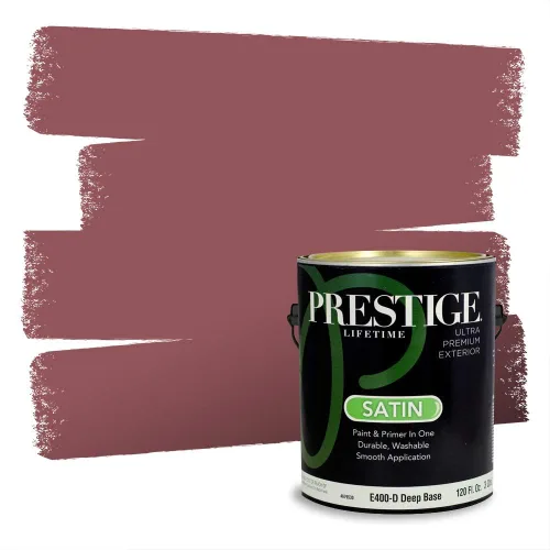 Miniatura 378 de Prestige Paints Pintura exterior e imprimación en uno, 1 galón, plano, coincidencia comparable de Valspar* Amber Rose*