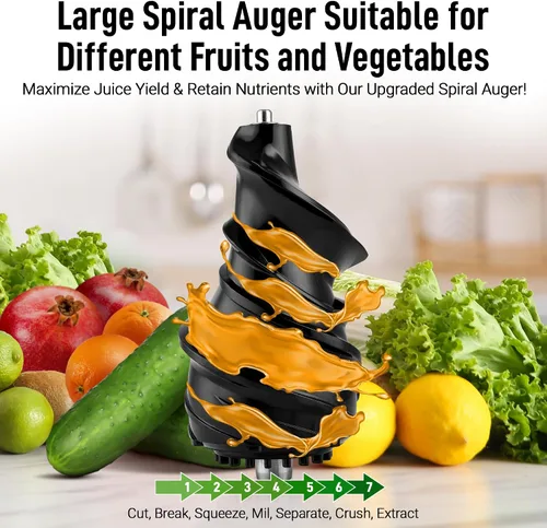 Miniatura 3 de Zulay Kitchen Exprimidor de prensa en frío – Exprimidor de masticación lenta de alto rendimiento de jugo con canal de alimentación extra ancho