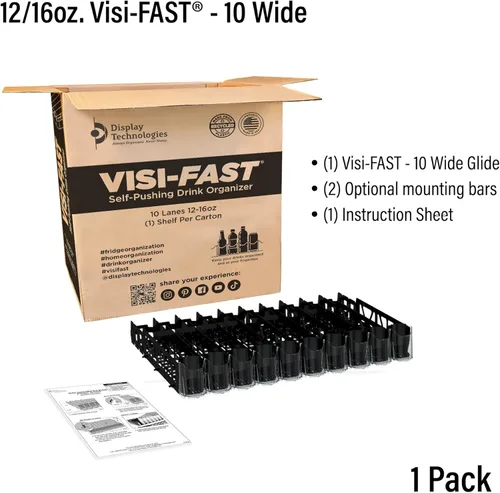 Miniatura 6 de Visi-FAST - Dispensador de bebidas de resorte, organizadores de refrigerador y almacenamiento para bebidas, botellas y latas de 12/16 onzas
