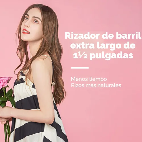 Miniatura 6 de Varita rizadora extra grande de 1.5 pulgadas para cabello largo, barril de turmalina de cerámica con 40000000 iones negativos, 2 clips y guante