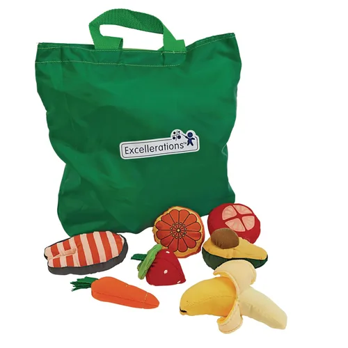 Excellerations Alimento de peluche para niños pequeños, paquete de 25 piezas, juguetes educativos, juguete de comida para jugar, regalo, juego de