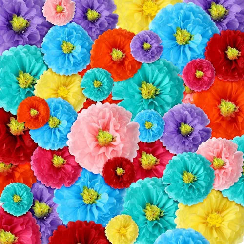 Yunlly Juego de 72 flores de papel de seda mexicano grandes para decoración de pared, primavera, decoración de pared de boda (6 pulgadas, 8 Color