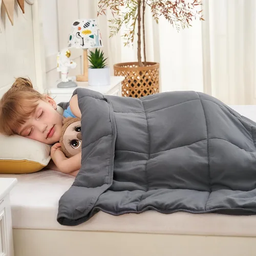Miniatura 8 de yescool Manta con Peso de 7 Libras Refrescante Manta de Regazo con Peso, Mantas Pesadas Grises para Dormir, Manta con Peso de Regalo para 60-80