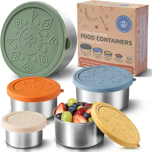 Miniatura 9 de Everusely - Recipientes de acero inoxidable para aperitivos – 8 oz / 7.8 fl oz, paquete de 4, Fall Fest - Cajas de almacenamiento de alimentos a