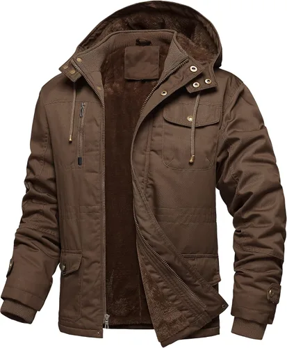 Miniatura 12 de Chaquetas gruesas de invierno para hombre, con forro polar, chaquetas gruesas con capucha, chaquetas de trabajo, abrigo de algodón militar
